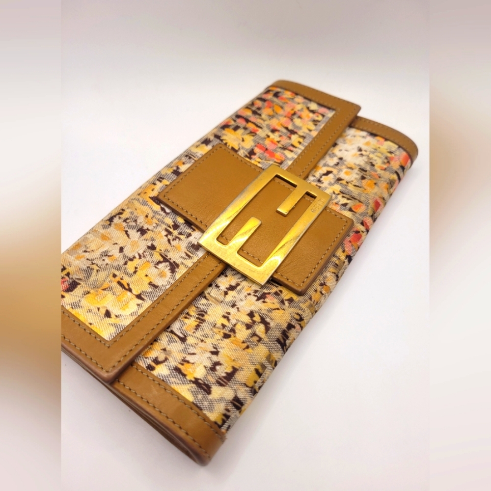 Fendi FF Floral Zucca Monogram Long Wallet